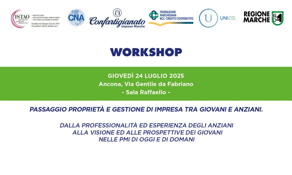Workshop Passaggio proprietà e gestione di impresa tra giovani e anziani